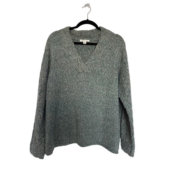 Coldwater Creek Marled Pointelle Sleeve Sweater in Seaglass Green, 2X - Picture 1 of 6